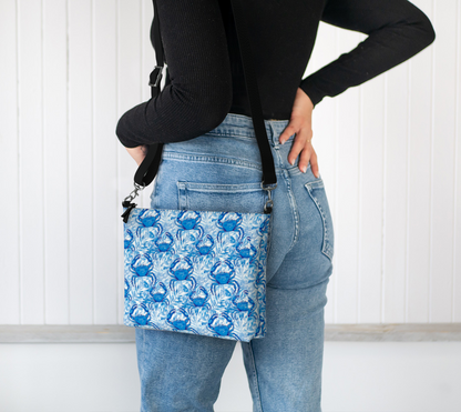 Blue Crab Vegan leather crossbody purse
