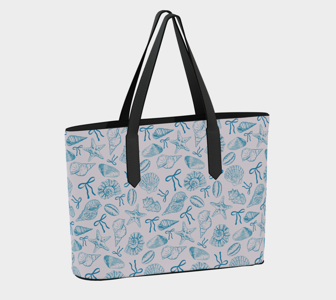 Summer Coquette Bow and Shells Vegan Leather Tote Bag 515