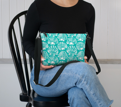 Teal Shell Vegan Leather Crossbody Purse