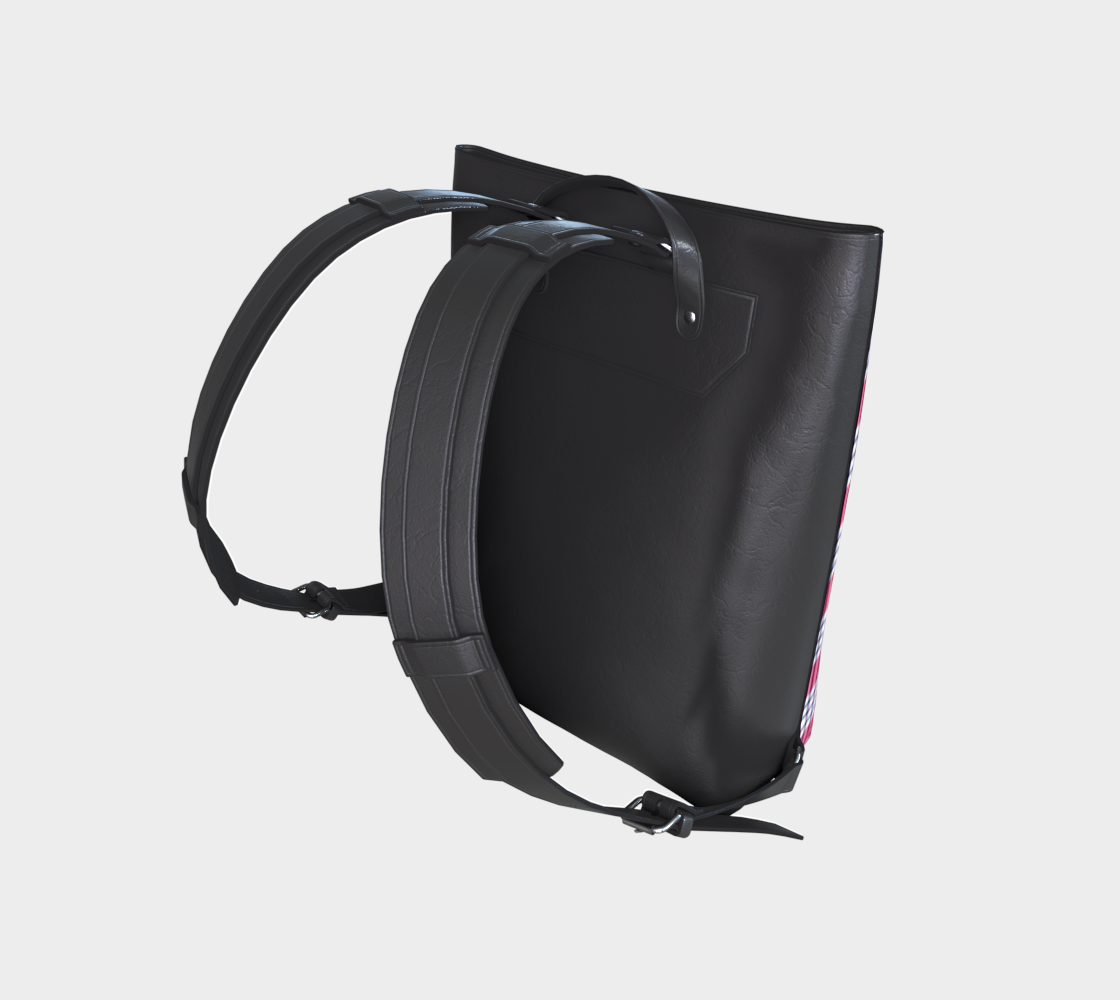Red and Blue Plaid Vegan Leather Backpack