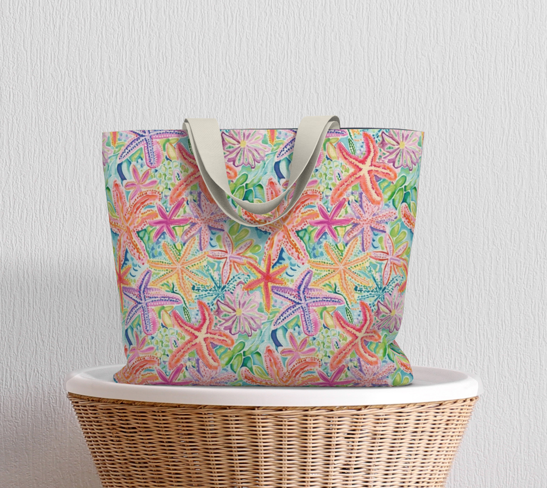 Multi Colored Starfish Large Tote Bag