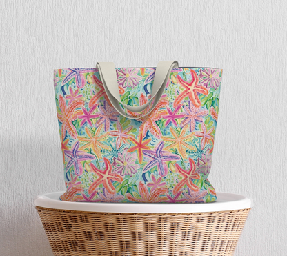 Multi Colored Starfish Large Tote Bag