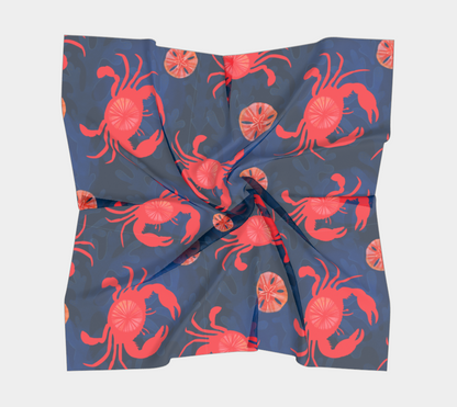 Crab and Sand Dollar Square Scarf