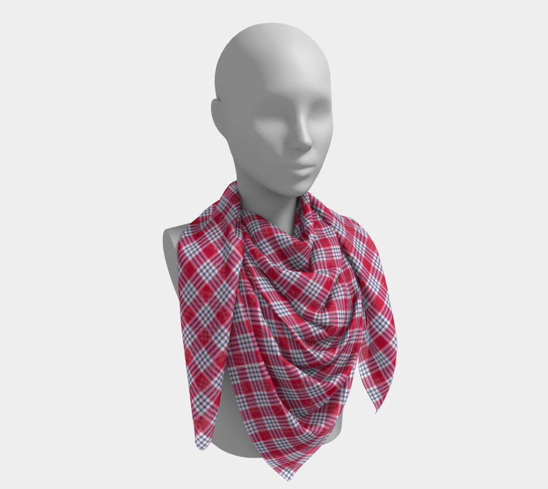 Red and Blue Plaid Square Scarf