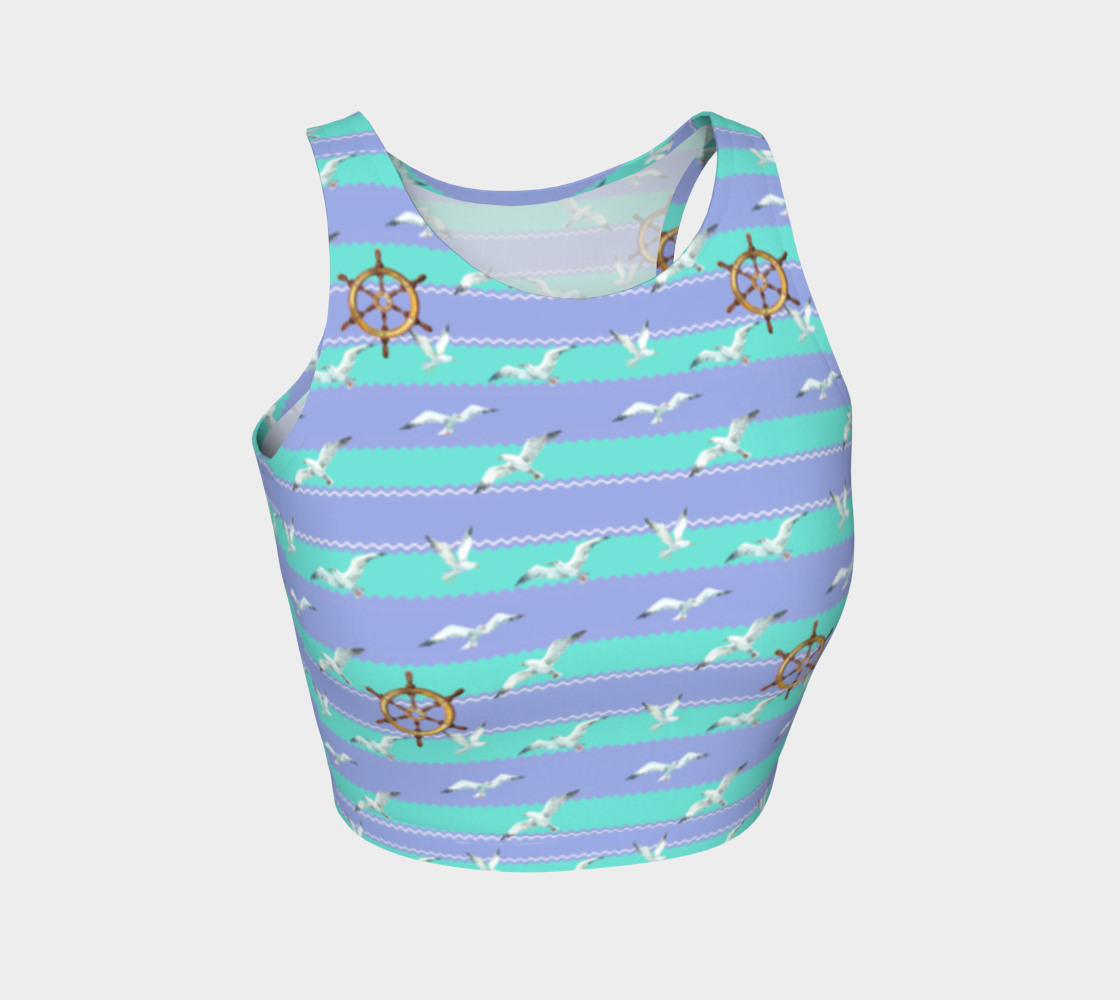 Blue/Lavender Stripes Athletic Crop Top