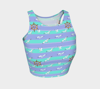 Blue/Lavender Stripes Athletic Crop Top