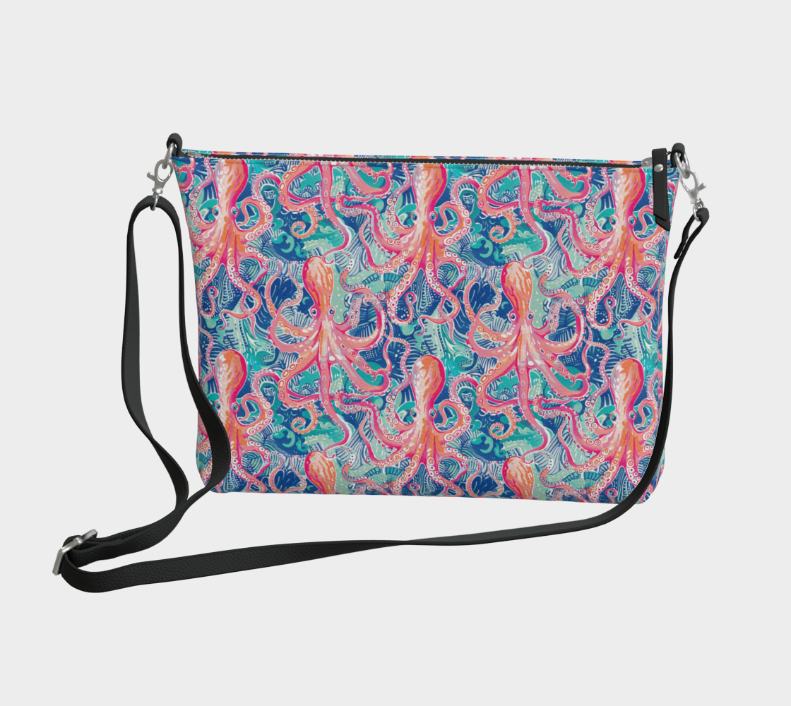 octopus vegan leather crossbody purse