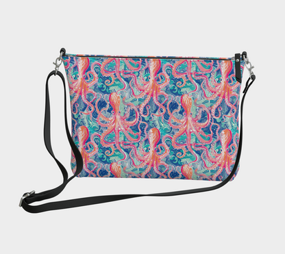 octopus vegan leather crossbody purse