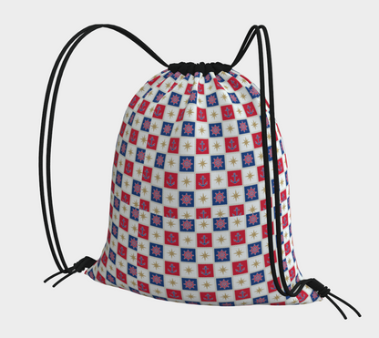Anchor and Compass Cubes Drawstring Bag
