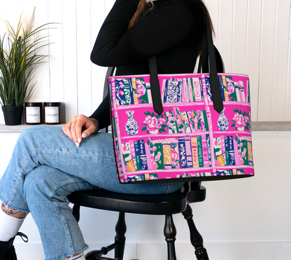 Pink Bookshelf tote