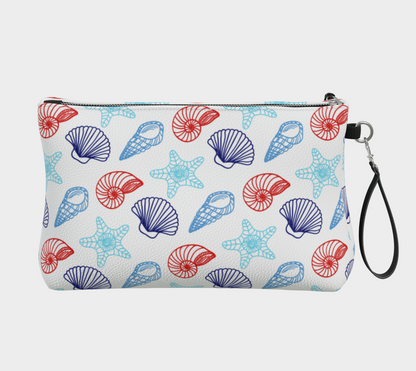 Red and Blue Shells Vegan Leather Crossbody Purse