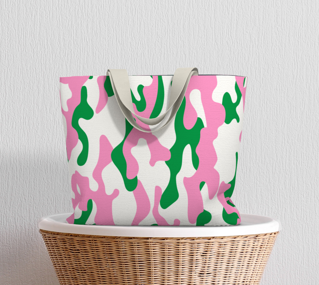 Pink Green Camo  Large Tote Bag