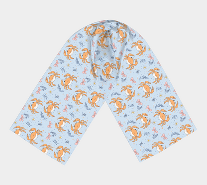 Blue with Crabs and Bows 212 Square Scarf