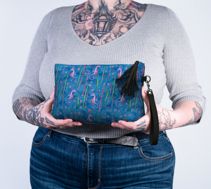 Seahorse Vegan Leather Clutch Purse
