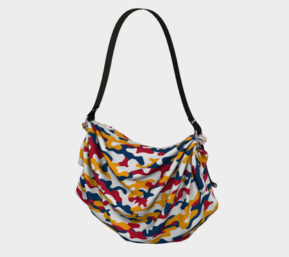 Blk back Red, Yellow, Green Camo 2 Origami Tote