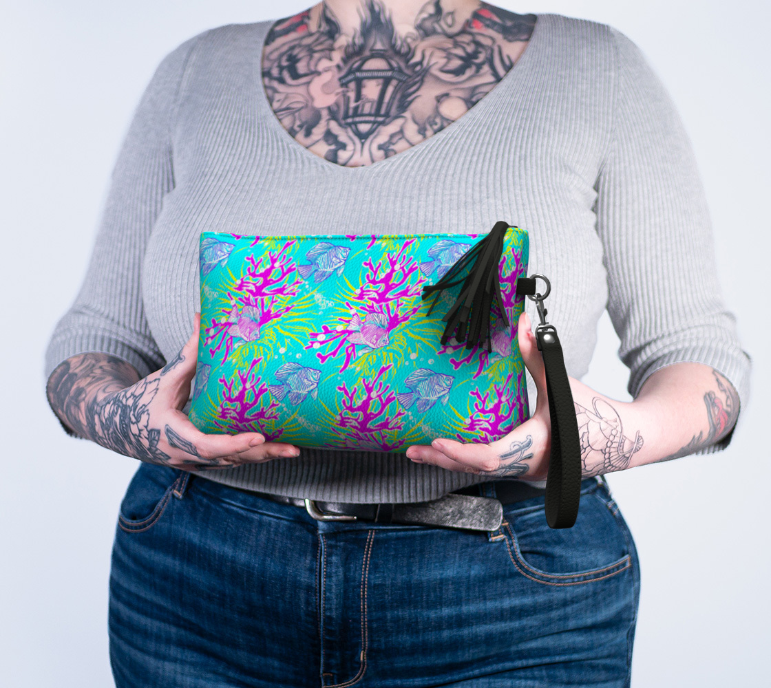Fish and Coral Leather Makeup BAg