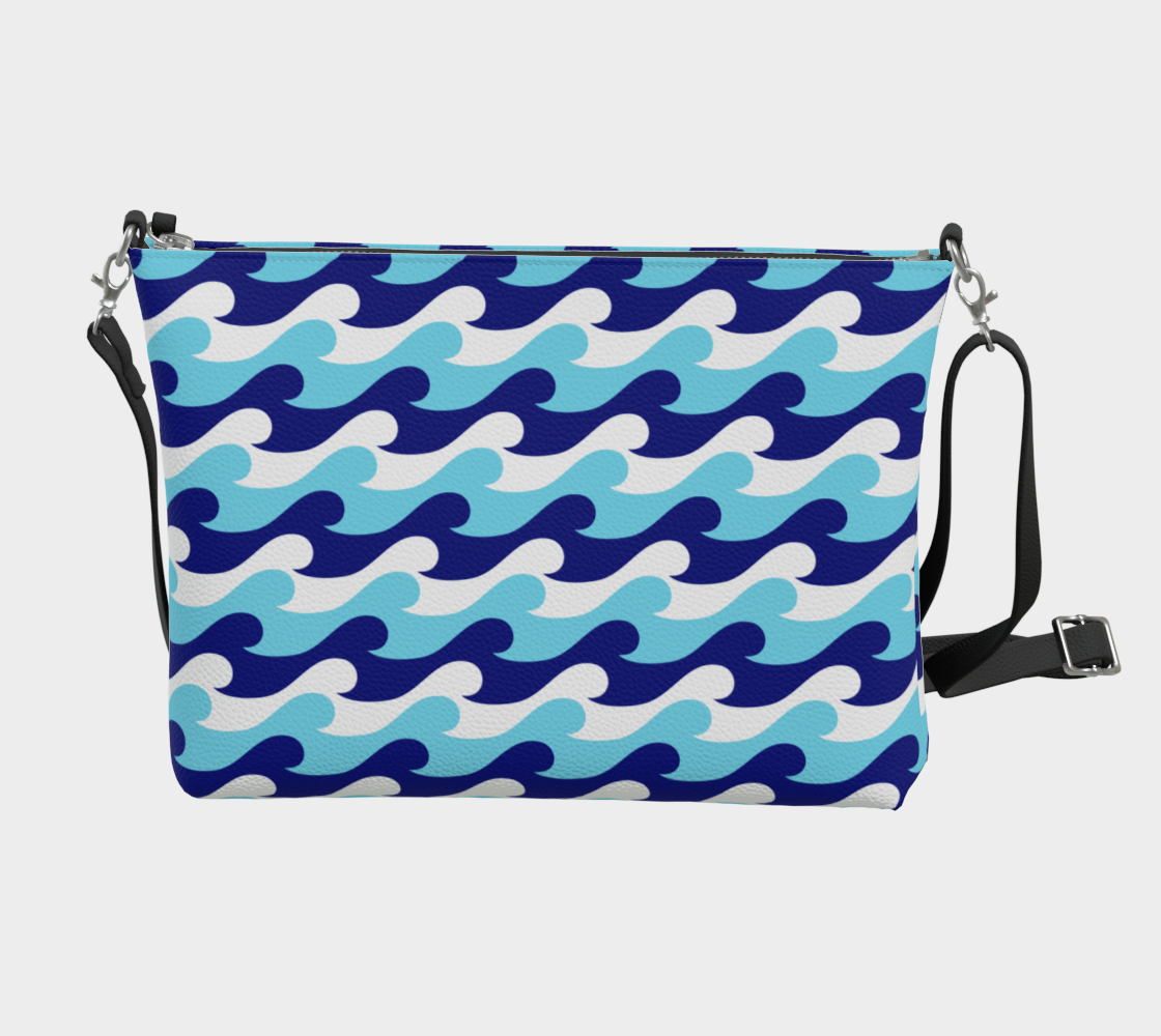 Blue Waves Vegan Leather Crossbody Purse 396