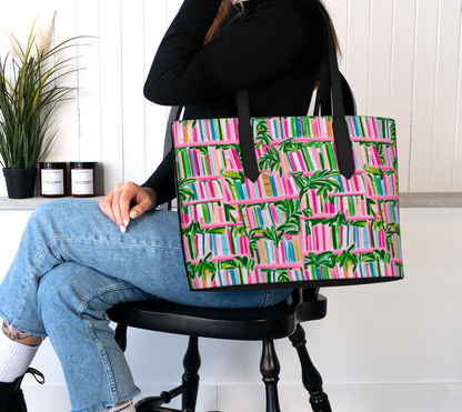 Pink Book Case Vegan Leather Tote